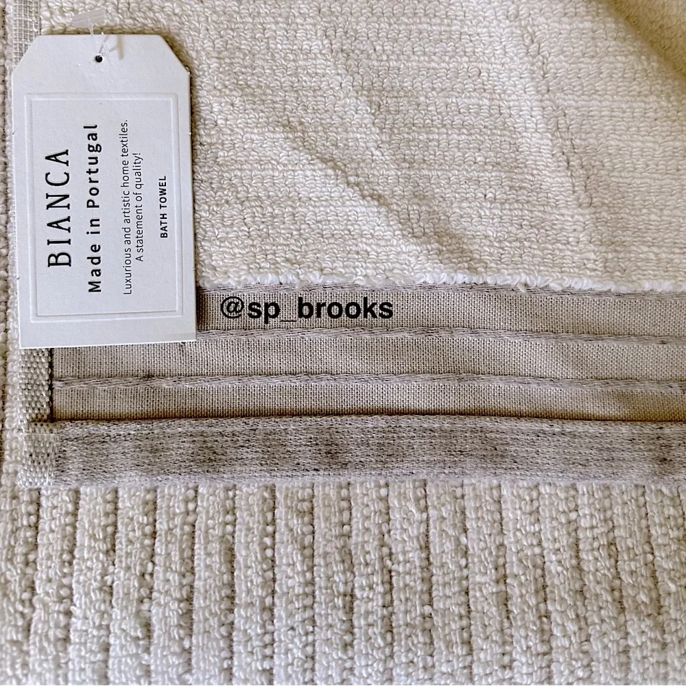 🎁BIANCA Bath Towel Set - Dark Oatmeal with Taupe Wide Ridged Woven Border - 6PC
